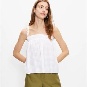 Loft Bow Strap Smocked Cami XS White